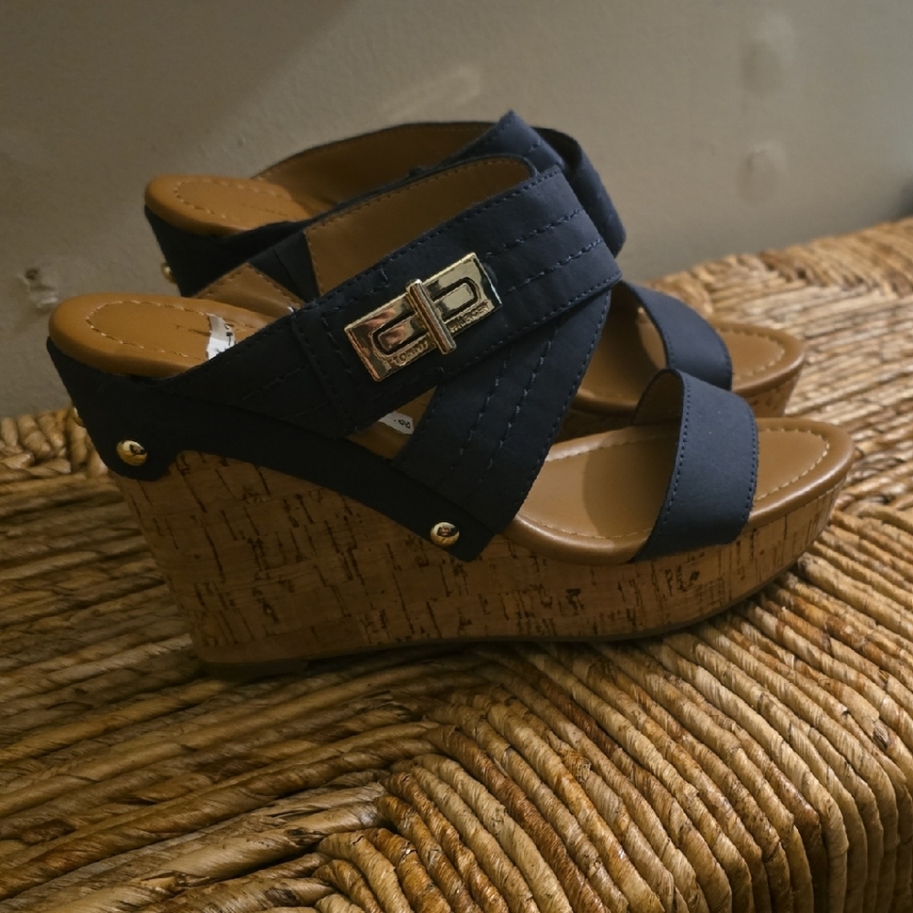 Tommy Hilfiger Navy Blue Wedge Shoes 7.5 M